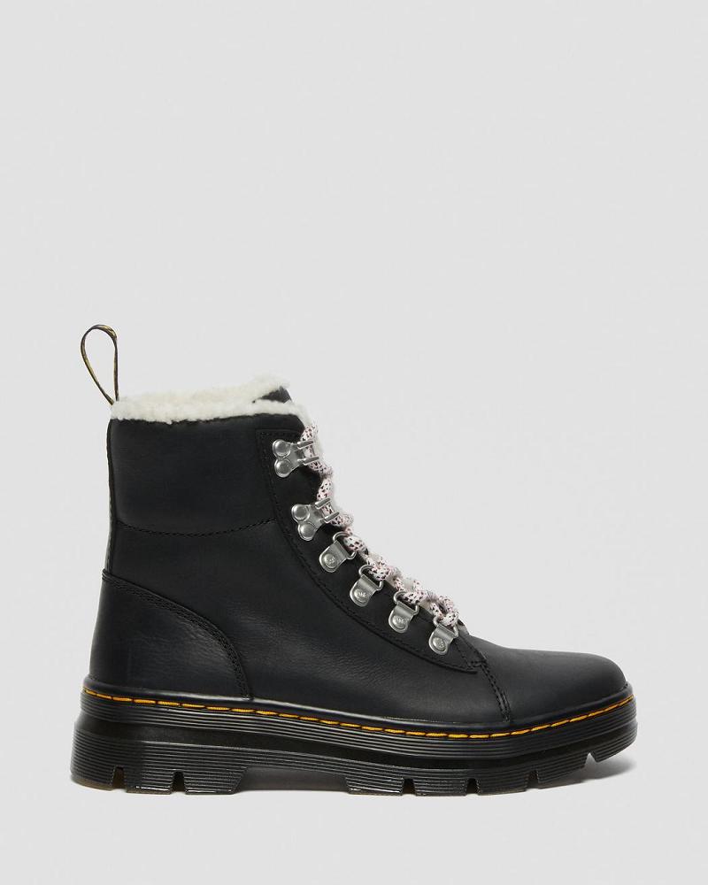 Women's Dr Martens Combs Faux Shearling Lined Ankle Boots Black | AU 47KOR